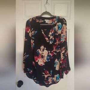 Floral Print Women's XL Ava & Viv Long Sleeve Blouse Top